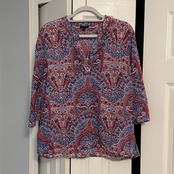 Red & Blue Talbots Blouse - EUC - Picture 2 of 12